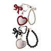 Practical Heart Shaped Mirror Keychain Bowknot Pendant Designs Keyring Alloy Accessory For Handbags Beauty Tool