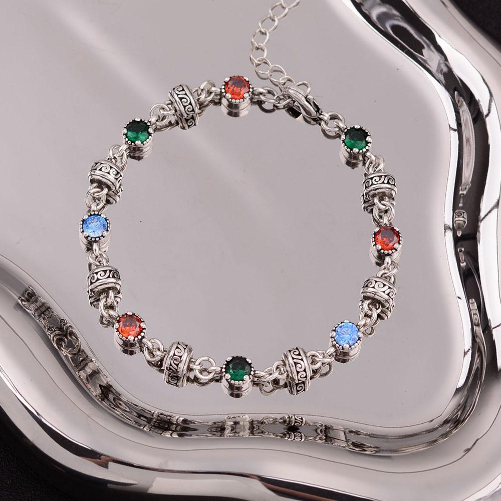 

A stylish and colorful Thai crystal silver bracelet, a perfect piece of women s jewelry and a suitable birthday gift for a woman.