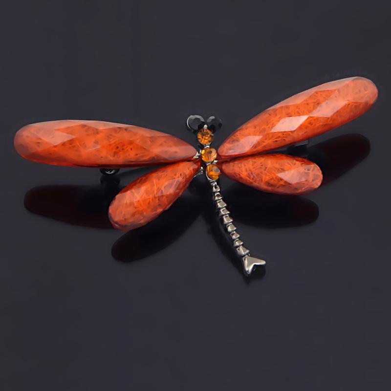 Retro European & American Brushed Acrylic Crystal Dragonfly Brooch - Exaggerated Personality Electroplated Black Dragonfly Pin Accessories