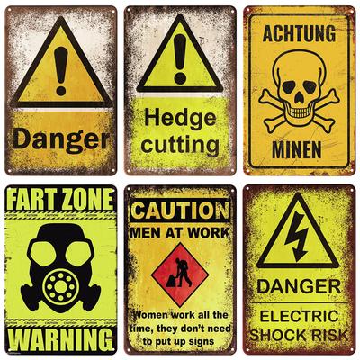 Uwaga Vintage Metal Plaque Warning Slogan Metal Tin Sign Retro Metal Poster Tabliczki do Drzwi Factory Home Wall Decor