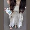 Vintage Ink Wash Print Slip Dress for Women, Summer Sophisticated and Elegant Waist-cinching Wide Hem Dress, A-line Long Dress