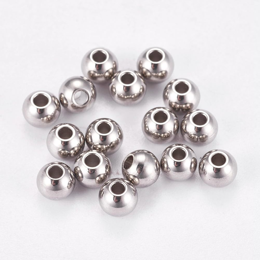 Tarnish Resistant 304 Stainless Steel Smooth Round Spacer Beads, Stainless Steel Color, 4x3mm, Hole: 1.2mm