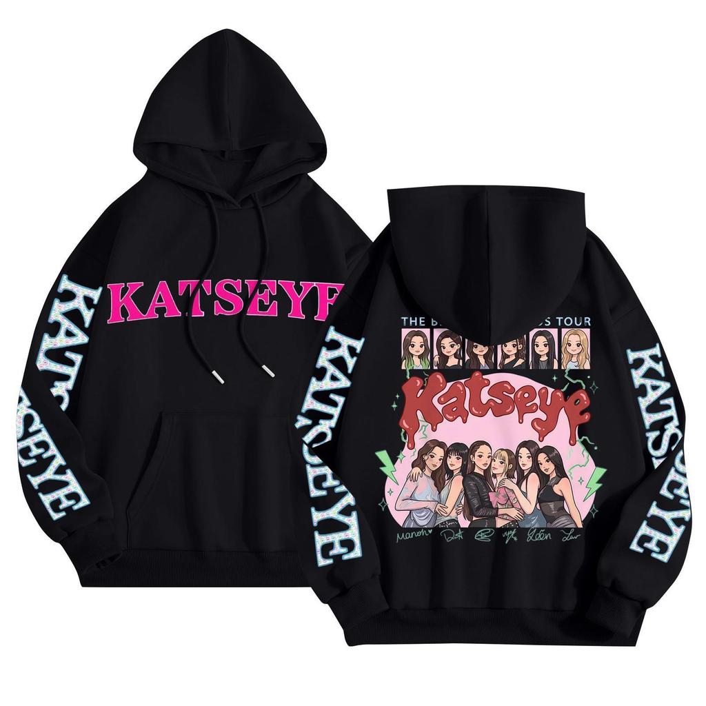 Unisex Mode Leichter Langarm-Pullover mit Taschen Bedruckter Hoodie