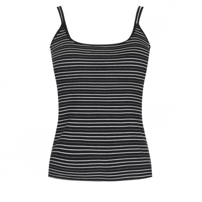[Shop  ] Women S Dangara Double STrappy Layered Inner T ShirT wiTh builT In Cap lSl wSh 21233 Navy STripe