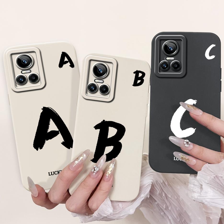 For Realme GT Neo 3 150W Case RMX3563 Cute Lucky Letters Cover Soft TPU Phone Case For Realme GT Neo3 80W GTNeo3 Back Cover Bags