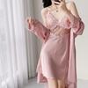 Sexy pajamas female pure desire wind 1011 spring and summer lace with chest pad suspender nightdress nightgown two-piece set hollow