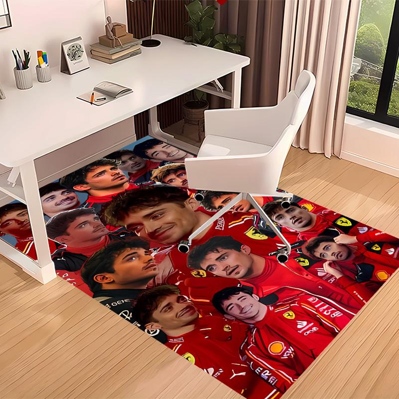 C-charles Leclerc F1 Racing Printed Absorbent Washable Carpet,Non-Slip Bathroom Mats,Kitchen Rugs,Living Room Entrance,Camping Picnic Rugs