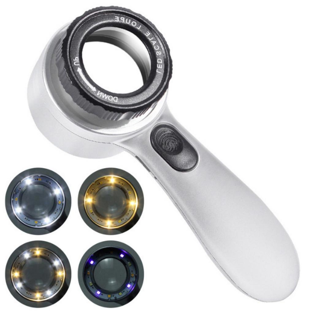 Handliches 30-faches Vergrößerungswerkzeug 4-farbige einstellbare LED-Leuchte Wiederaufladbarer Akku Ergonomisches Design Für detaillierte Objektauthentifizierung