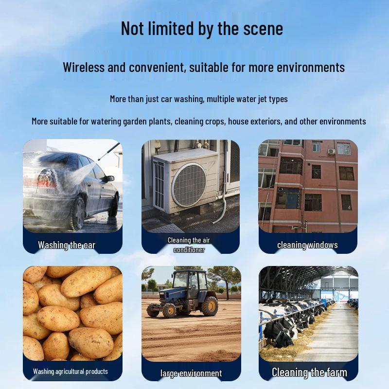 Rechargeable Portable High-Pressure Car Wash Spray Gun - Wireless Lithium Battery Powered