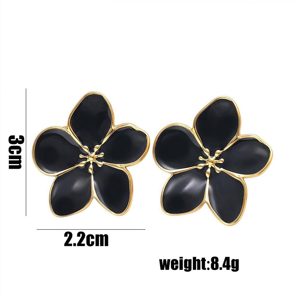 European Summer Stainless Steel Flower Stud Earrings - Stylish, Simple Design for Women