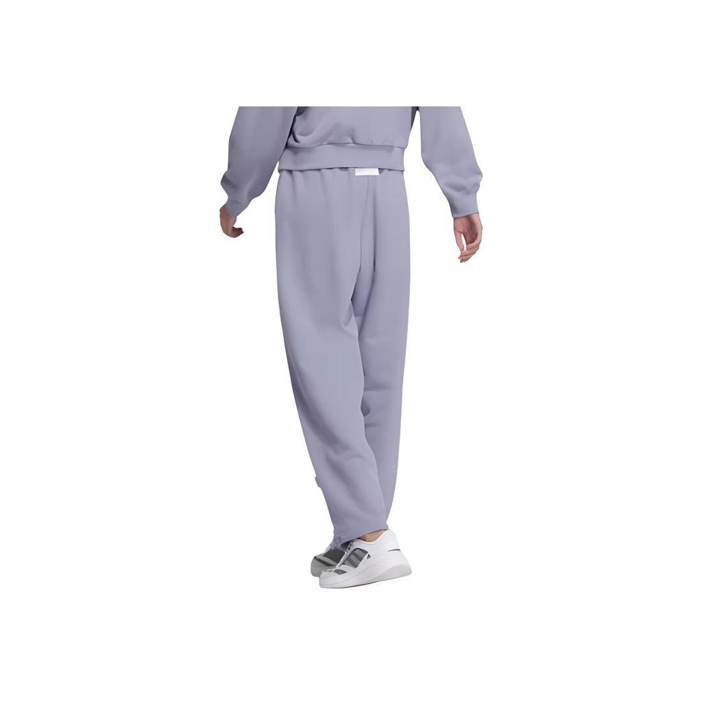 Adidas SS23 Solid Color Long Drawstring Logo Knit Sports Pants Women Bottoms Silver Gray Violet IK3513