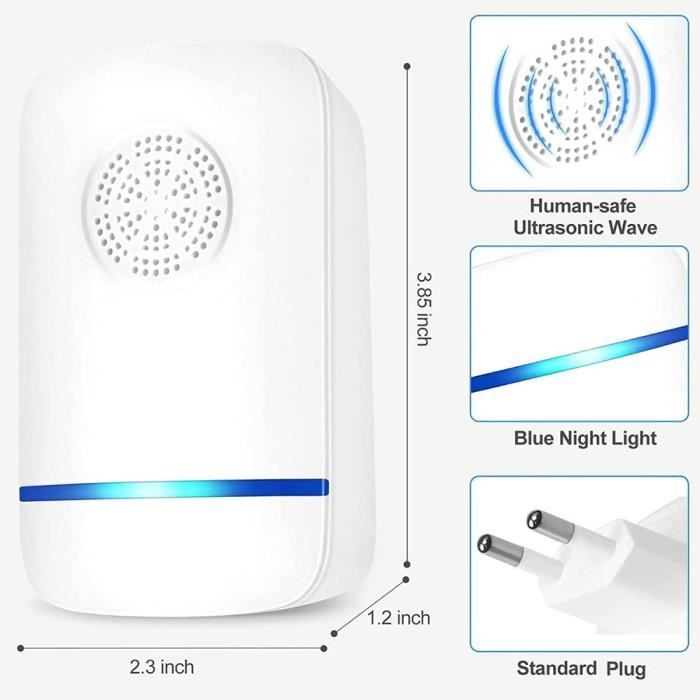Lot de 2 Appareil Repulsif Ultrason Souris