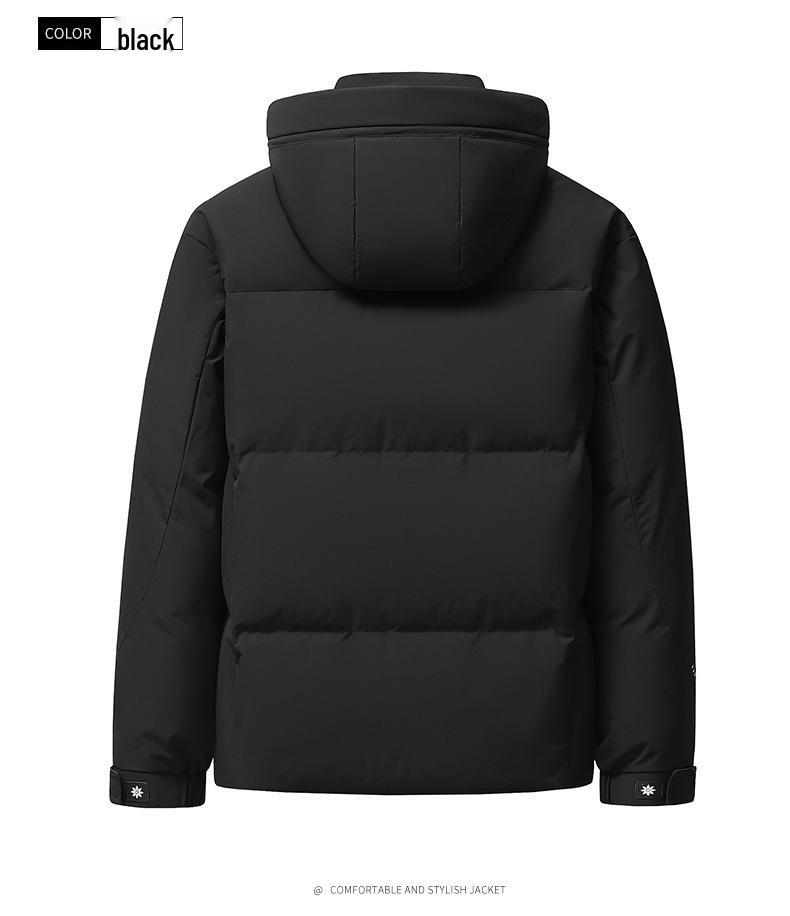 Men's Winter Windproof White Duck Down Hooded Jacket - Versatile, Thickened for Business and Commuting