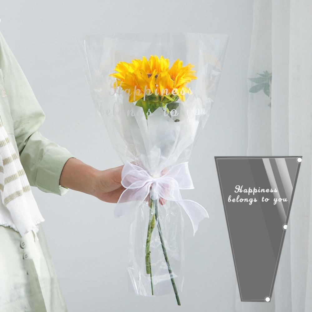 50Pcs Transparent Flower Wrapping Bag Waterproof Floral Wrappers  Wedding Party Decoration