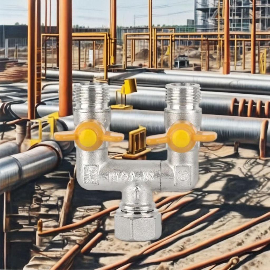 Messing Gasventil U-Form 3-Wege-Verteiler Absperrventil Unabhängiger Schalterverbinder für den Heimgebrauch
