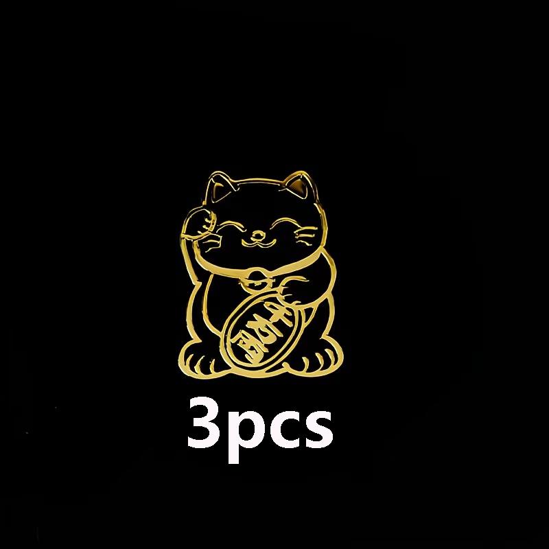 

3pcs Metal Feel Sticker - Pisces & Maneki Neko Design, Multi-Purpose Lucky Cat Decal for Roller Skating and Cycling