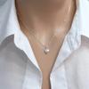 Silver Plated 3D Heart Pendant Necklace & Hoop Earring Jewelry Set, Minimalist Box Chain Set for Women