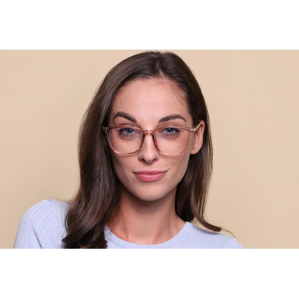 Full Rim Square Transparent Brown Smartbuy Collection Halyn Blue Light Block 249 C3 Fashion Women Eyeglasses