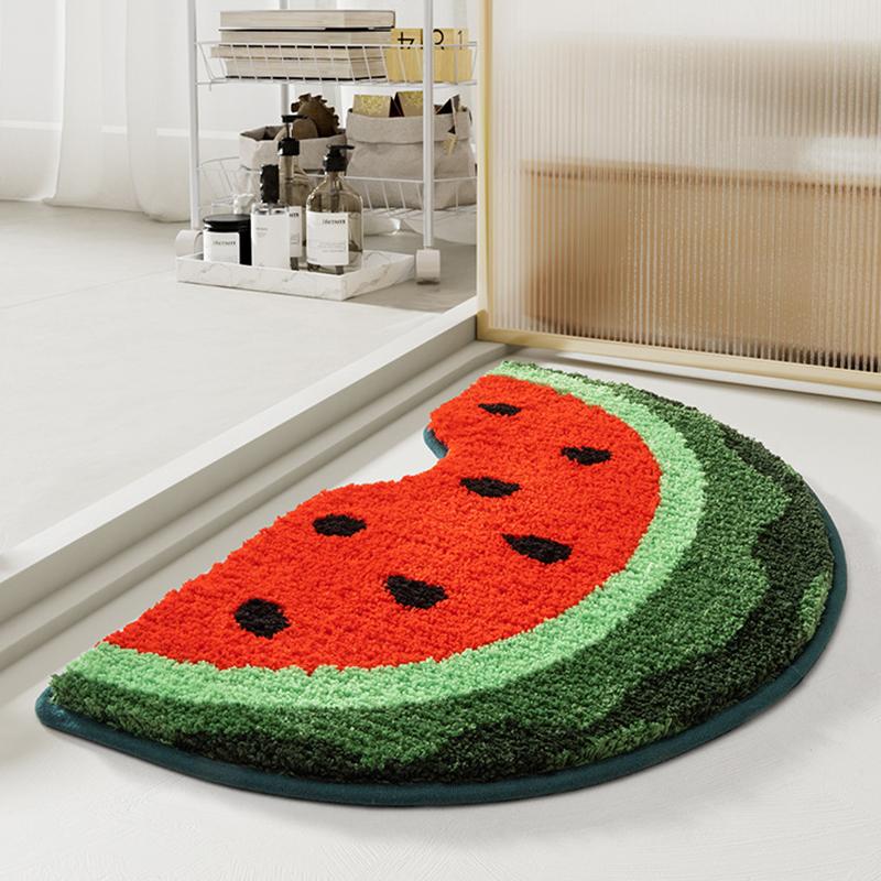 Cartoon Fruit Strong Absorbent Mat Watermelon Peach Flocking Bathroom Carpet Toilet Living Room Door Mat Quick Drying Foot Mat