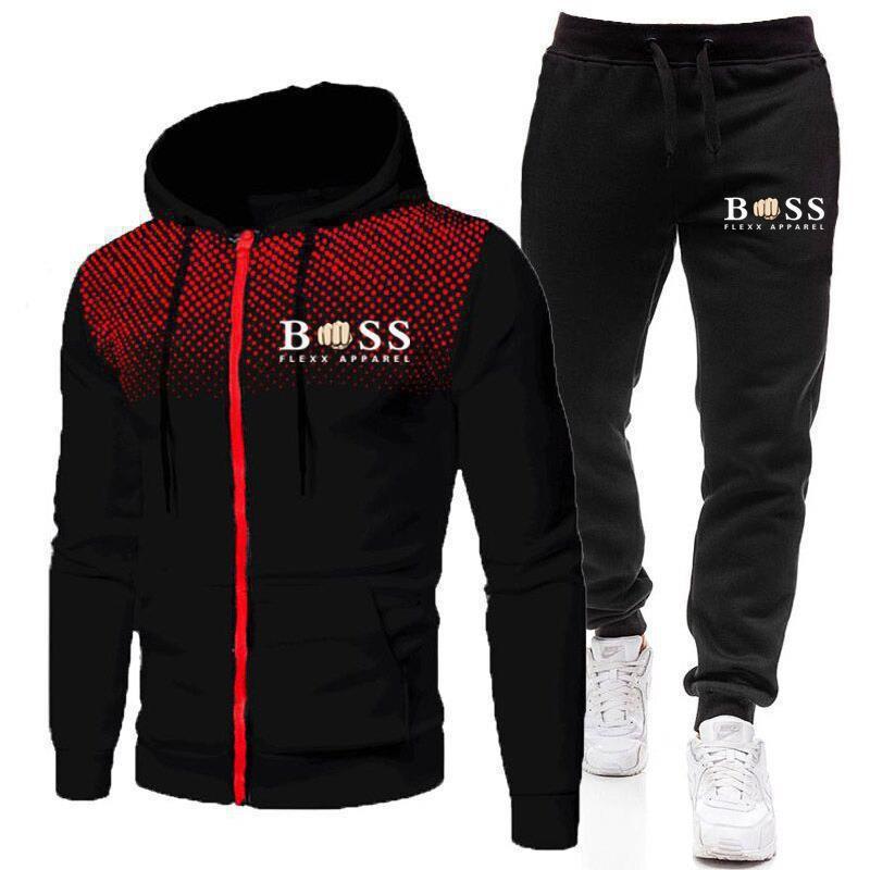 Herren Einfarbige Fleece Kapuzen Trainingsanzug Set Langarm Reißverschluss Oberteil Hose Sport Freizeit Outfit