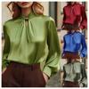 Elegant Long Sleeve Blouse With Cutout Detail Loose Fit Womens Shirt Office Casual Wear