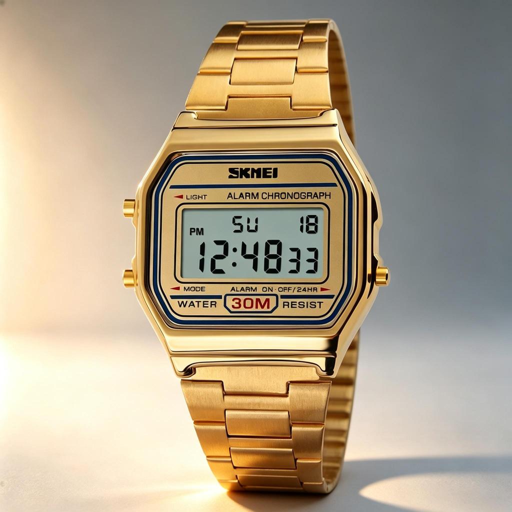 Men's Digital Watch SKMEI Square Retro Stainless Steel 1123