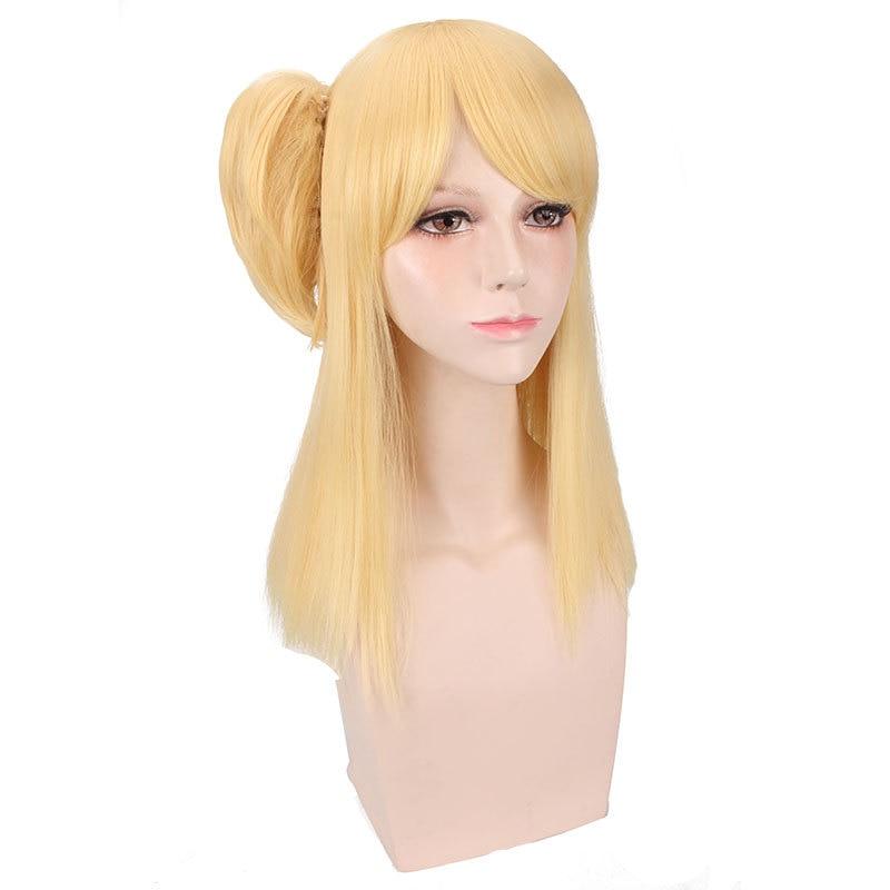 45cm Anime Alta Qualidade Anime Fairy Tail Lucy Heartfilia Longo Reto Traje Cosplay Peruca Para Mulheres Peruca de Cabelo Sintético