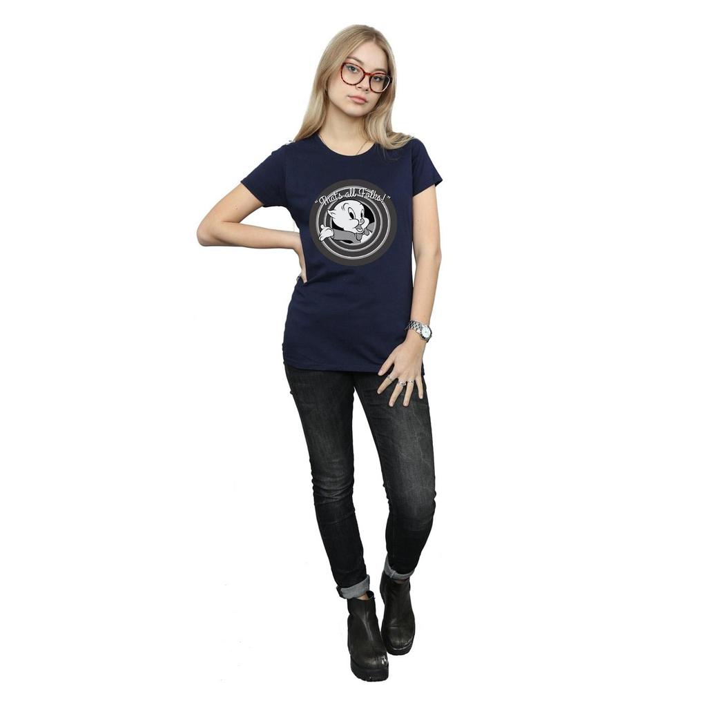 Looney Tunes Womens/Ladies Porky Pig That´s All Folks Cotton T-Shirt