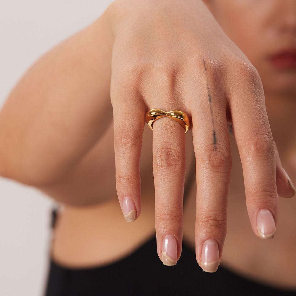Waterproof Stainless Steel Ring for Women Non-fading Heart Ring Stylish Metal Rings Simple New Jewelry