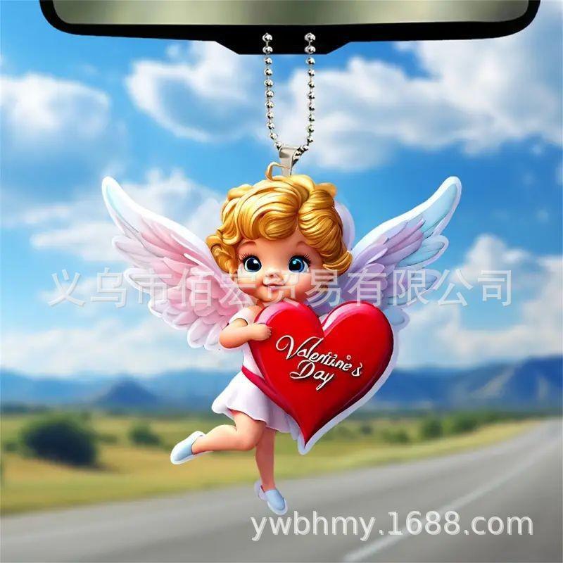 Car Delightful Acrylic Interior Hanging Accessory Featuring Fun Cartoon Style Decor For
