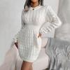 Women's  And Winter Casual Dress Round Neck High Waist Bag Hip Sweater Dress