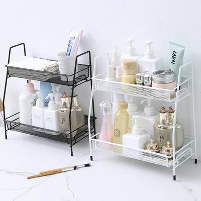 New Iron Kitchen Storage Rack Cosmetic Makeup Basket Metal Spice Seasoning Holder Assembly Desktop Bathroom Shelf   Basket