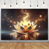 Stralende Lotusbloem Wandkleed Voor Meditatie Ruimte Decor, Met Een Verbluffend Gedetailleerde Gouden Lotusbloem Die Opkomt