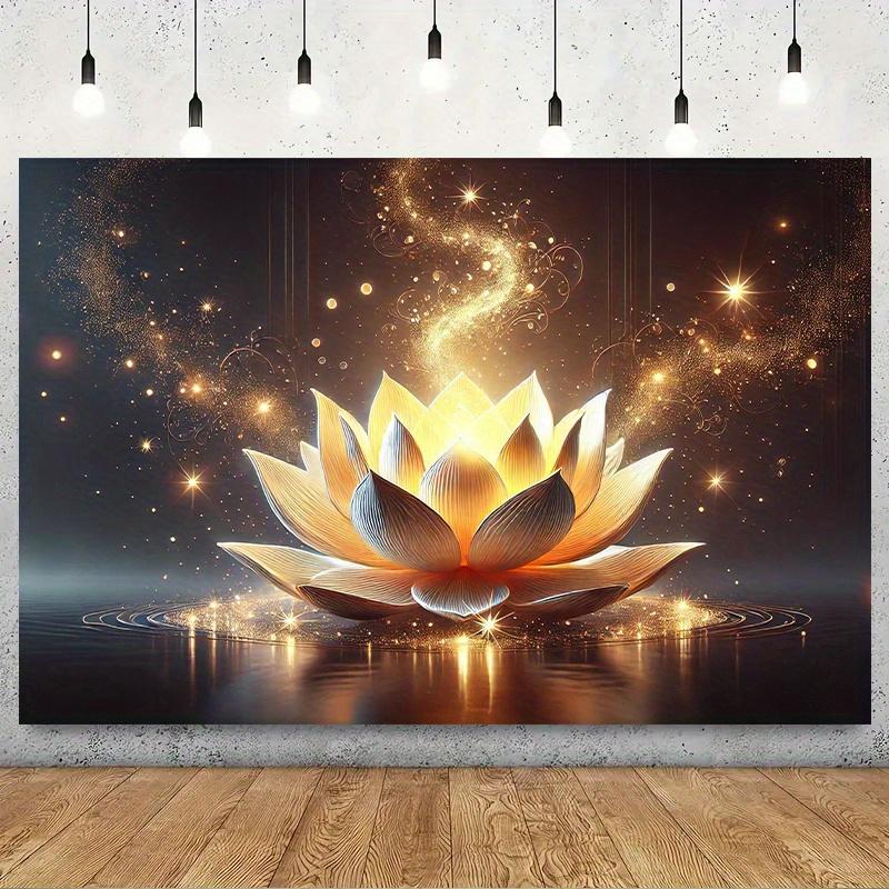 Radiant Lotus Flower Wall Tapestry For Meditation Space Decor, Featuring A Stunningly Detailed Golden Lotus Blossom Emerging 100x150cm