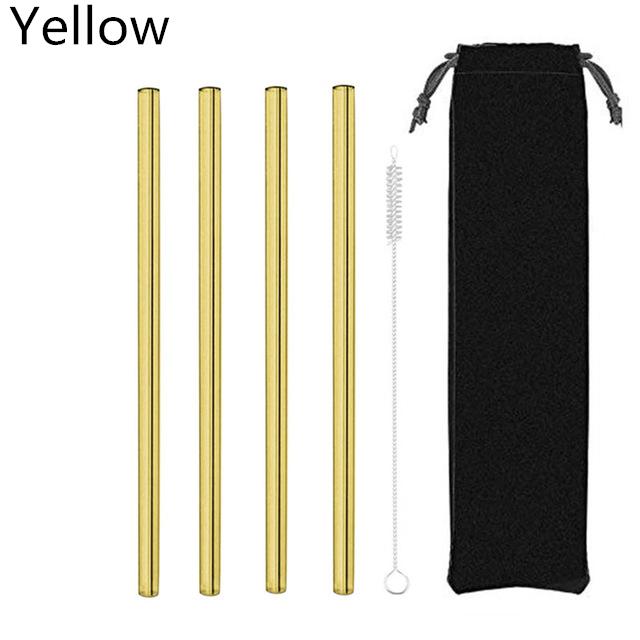 4Pcs Glass Straws Reusable Drinking Glass Tube Eco-friendly With Cleaning Brush Events Party Favors Supply