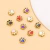 6 Colors Double-Sided Dog Paw Charms: 7x7mm Gold Enamel Stainless Steel Beads for DIY Jewelry