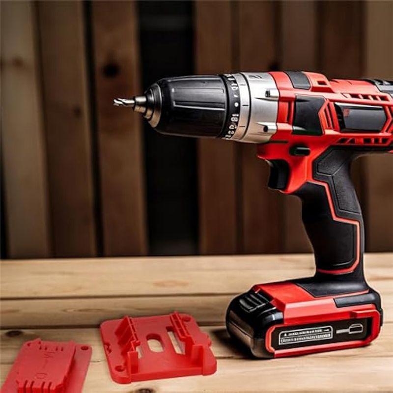 A20F-10Pcs Battery Base And Tool Holder Drill Tool Wall Mount Batteries Storage Battery Mounts Dock Holder For Power Tool-Red