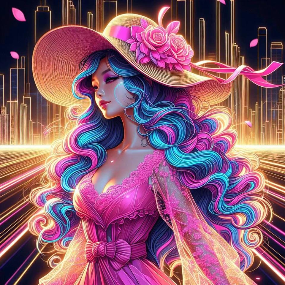 5DDIY Diamond Embroidery Fashion Sexy Women's Painting Mosaic Jewelry Cross Embroidery Round Hat Girl Home Decoration