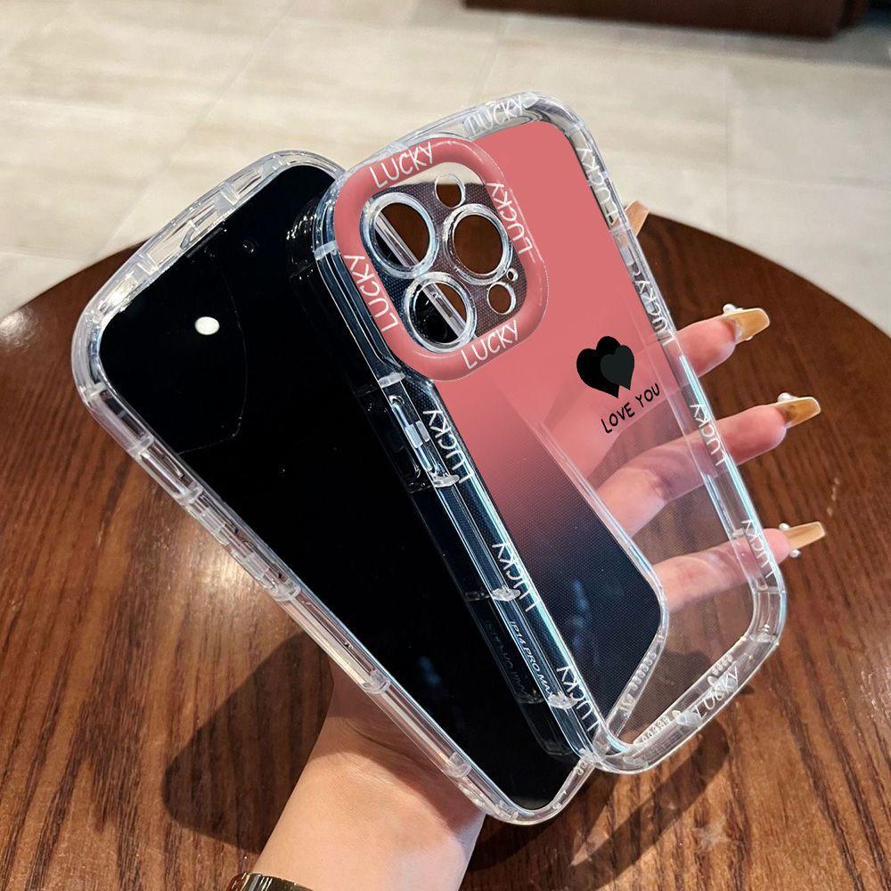 Black love applies to iPhone17ProMax mobile phone case 14 Apple 13 transparent 12/15 all-inclusive fine hole 16