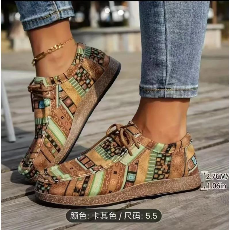 2026New Women's Shoes Retro Suede Casual Shoes Classic Lace-up Loafers Outdoor Non Slip Walking Vulcanize Flats Zapatos De Mujer