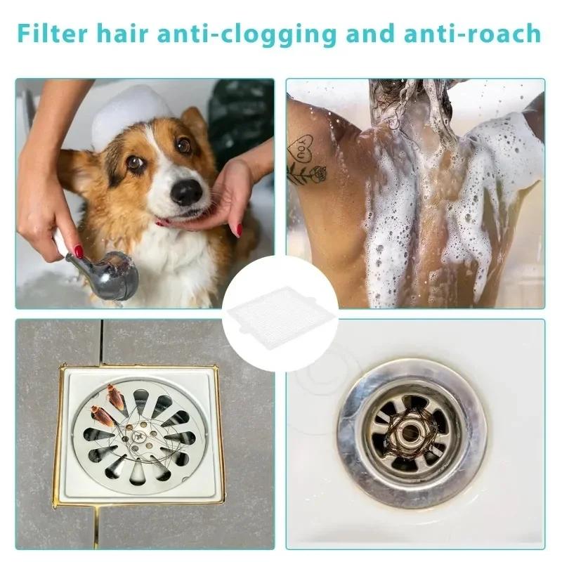 5/100PCS Disposable Hair Drain Catcher Mesh Anti-blocking Filter Floor Drain Sticker Shower Cover Kitchen Bathroom Sink Strainer