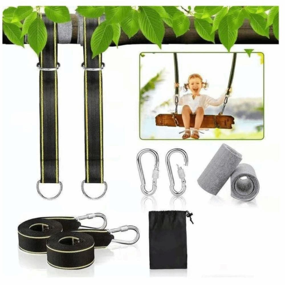 Nylon Material Tree Swing Hanging Kit Safer Lock Carabiners Carabiner Hooks Swing Straps 1.5m Length Swivel Hanging Straps