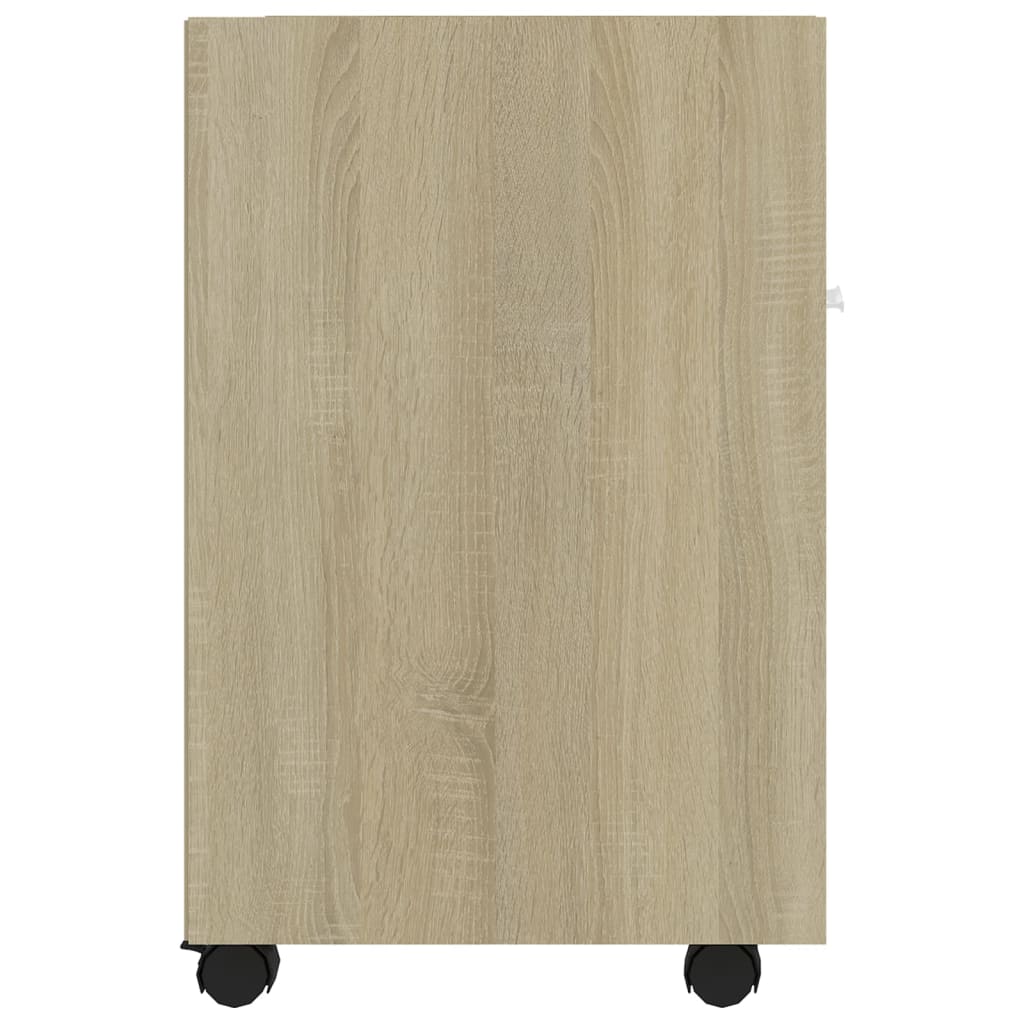 Side Table with Casters Sonoma Oak Finish 33 x 38 x 60 cm