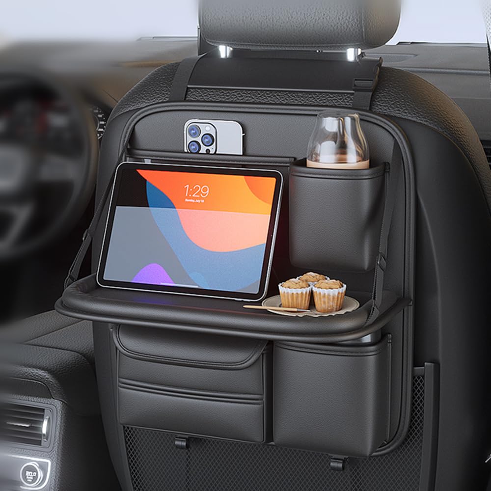 

TATACLEA Car Storage Car Seat Back Storage Car Hanging Backseat Storage Multifunctional Storage Small Dining Table Storage Large Easy Car Short Black
