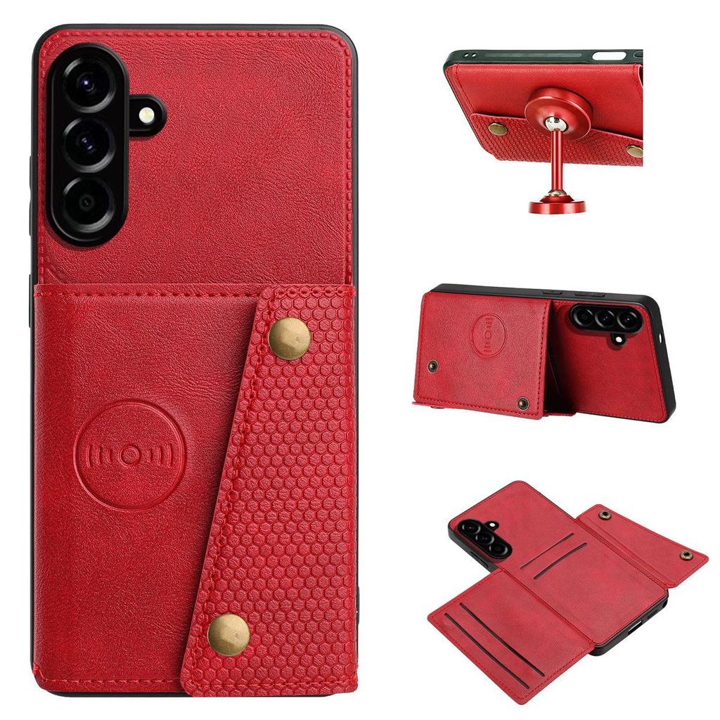 PU Leather Wallet Phone Case for Samsung Galaxy A56 5G,A55,A54,A37,A36,A35,A34,A26 Card Slots Dual Metal Button Shockproof Full‑Body Cover