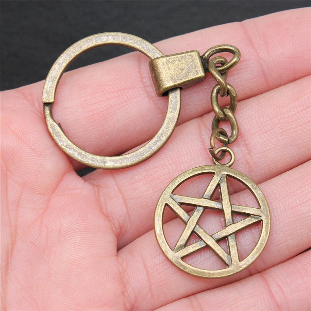 30mm Keychains Sun Moon Pentagram Vintage Jewelry Supplies QY047
