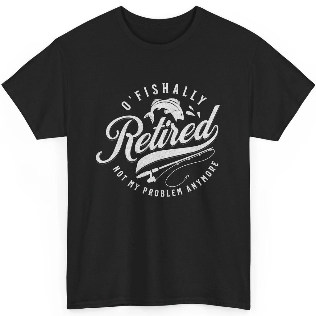 O’Fishally Retired T-Shirt Funny Fishing Emblem Graphic Fisherman Gift Tee