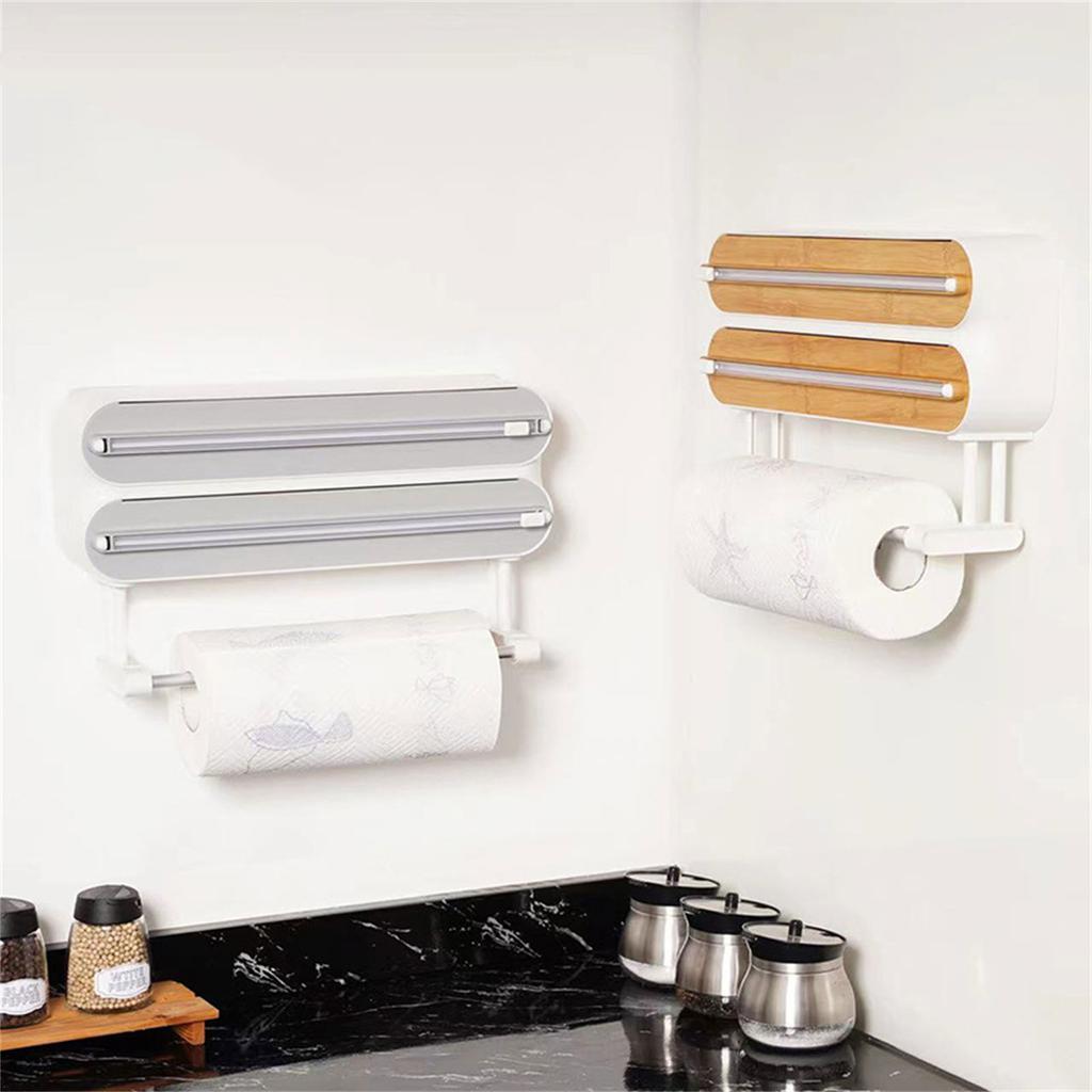 Magnetic Cling Wrap Dispenser and Cutter Wall/Refrigerator Mount Rolls Cutting Rack Kitchen Cling Film Foil Dispenser