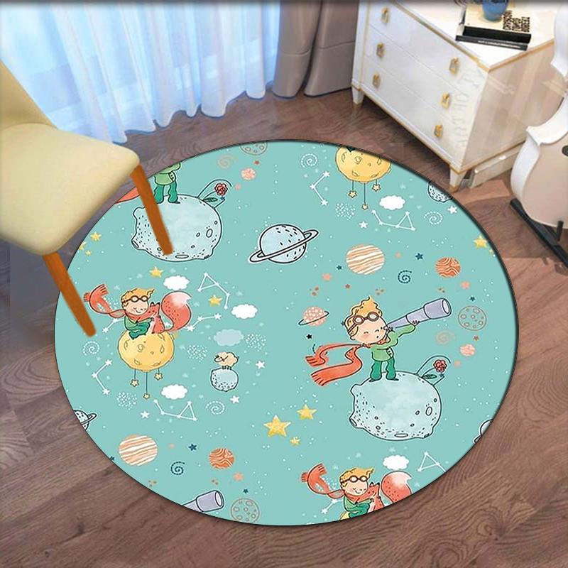 The Little Prince Printed Round Rug Carpet Chair Rug Area Rug Entryway Doormats,for Office Chair Living Room Bedroom Kitchen Room.