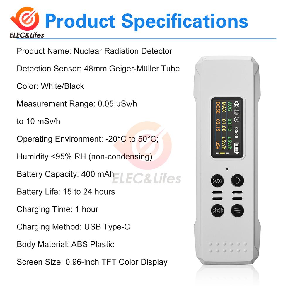 1.96" Color Screen Geiger counter High Precision Nuclear Radiation Detector X-ray Beta Gamma Detector Geiger Counter Dosimeter